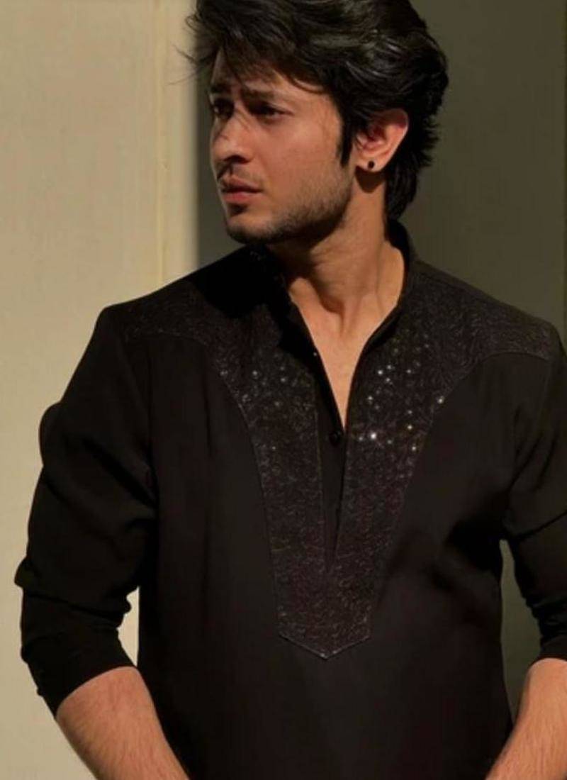 Men's black viscose rayon embroidered – stylish festive ethnic wear