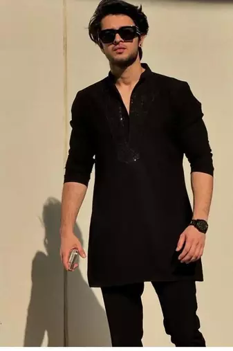 Men's black viscose rayon embroidered – stylish festive ethnic wear