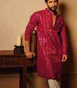 Men's pink viscose rayon embroidered – stylish festive ethnic wear