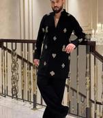 Men's black viscose rayon embroidered – stylish festive ethnic wear
