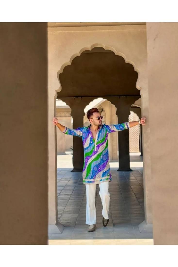 Men's multicolor viscose rayon embroidered – stylish festive ethnic wear