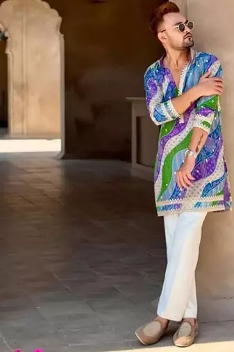 Men's multicolor viscose rayon embroidered – stylish festive ethnic wear
