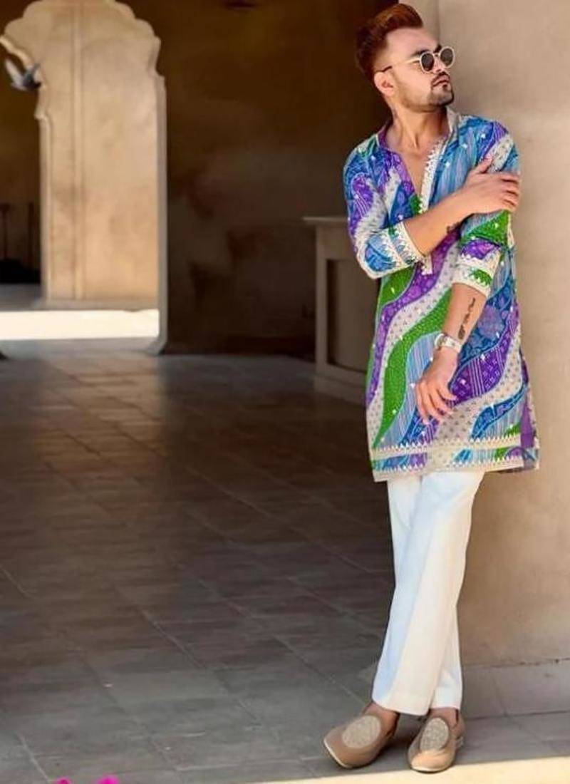 Men's multicolor viscose rayon embroidered – stylish festive ethnic wear