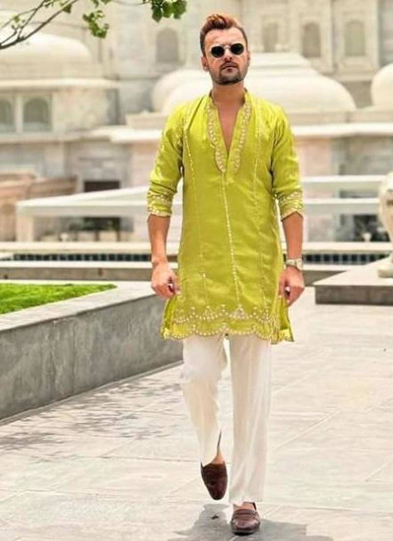 Men's yellow viscose rayon embroidered – stylish festive ethnic wear