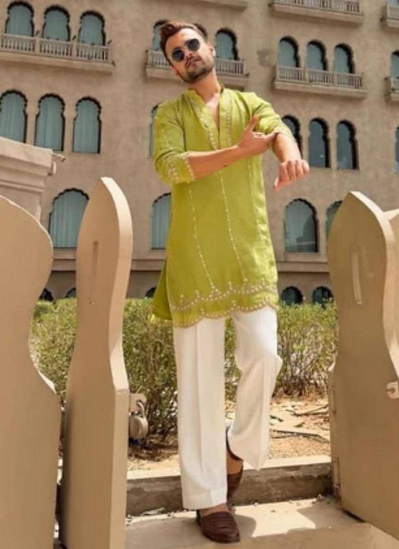 Men's yellow viscose rayon embroidered – stylish festive ethnic wear
