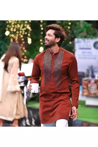 Men's maroon chanderi silk embroidered – stylish festive ethnic wear