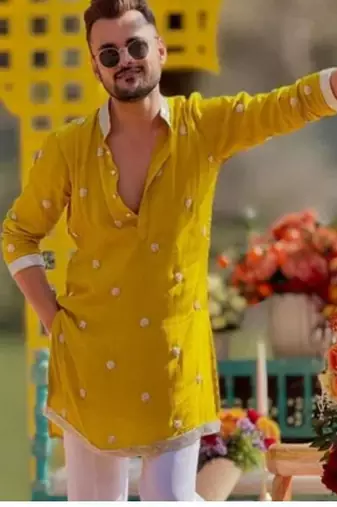 Men's yellow viscose rayon embroidered – stylish festive ethnic wear