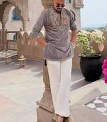 Men's purple viscose rayon embroidered – stylish festive ethnic wear