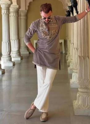 Men's purple viscose rayon embroidered – stylish festive ethnic wear 5