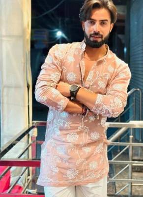 Men's beige silk blend embroidered – stylish festive ethnic wear 3