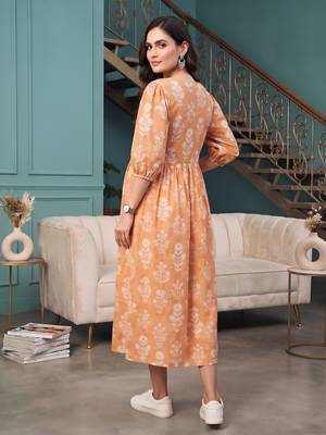 Multicolor cotton printed maternity dress for women 4