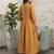 Mustard cotton printed maternity dress for women