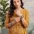 Mustard cotton printed maternity dress for women
