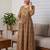Mustard cotton printed maternity dress for women
