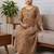 Mustard cotton printed maternity dress for women