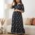 Black cotton printed maternity dress for women