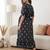 Black cotton printed maternity dress for women