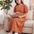 Orange cotton printed maternity dress for women