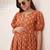 Orange cotton printed maternity dress for women
