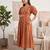 Orange cotton printed maternity dress for women