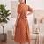 Orange cotton printed maternity dress for women