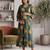 Green cotton printed maternity dress for women