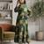 Green cotton printed maternity dress for women