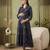 Blue cotton printed maternity dress for women