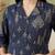Blue cotton printed maternity dress for women