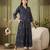 Blue cotton printed maternity dress for women