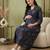 Blue cotton printed maternity dress for women