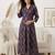 Purple cotton printed maternity dress for women