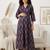 Purple cotton printed maternity dress for women