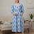 Blue cotton printed maternity dress for women