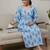 Blue cotton printed maternity dress for women