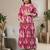 Pink cotton printed maternity dress for women