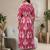 Pink cotton printed maternity dress for women
