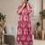 Pink cotton printed maternity dress for women