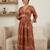 Orange cotton printed maternity dress for women