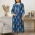 Blue cotton printed maternity dress for women