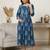 Blue cotton printed maternity dress for women