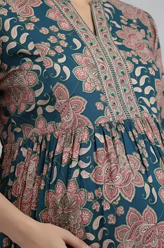 Multicolor cotton printed maternity dress for women