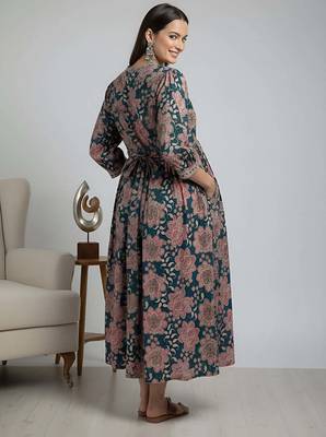 Multicolor cotton printed maternity dress for women 4