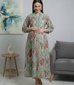 Multicolor cotton printed maternity dress for women