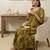 Green cotton printed maternity dress for women