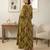 Green cotton printed maternity dress for women