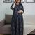 Blue cotton printed maternity dress for women