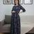 Blue cotton printed maternity dress for women