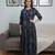 Blue cotton printed maternity dress for women