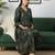 Green cotton printed maternity dress for women